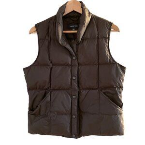Lands End goose down dark brown puffer vest womens size S